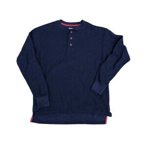 ORTON BROTHERS Clothing Co Men's Thermal Shirt Sz M Blue Waffle Long Sleeve